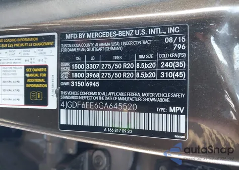 2016 Mercedes-Benz Gl 450 4Matic from USA, damaged, VIN 4JGDF6EE6GA645520